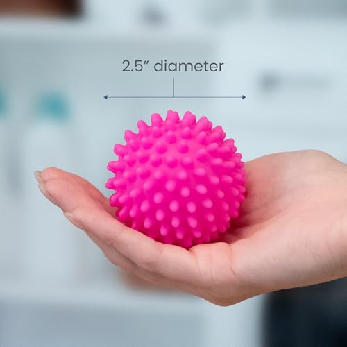 S&T INC. Reusable Plastic Dryer Balls, Fabric Softener for Laundry, Pink, 2.5 in, 4 Pack