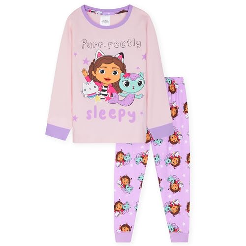 Gabby’s Dollhouse Girls Pyjamas Kids Toddlers 2 Piece Nightwear Sets Long Girls PJs Soft Breathable Loungewear 2-7 Years (Purple, 4-5 Years)
