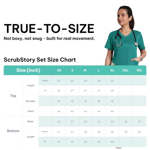 Image of Lite V-Neck 6-Pocket Women's Cotton ScrubSuit | Moisture-Wicking, Anti-Stain & Odor Protection | Classic Fit Top & Pant | All-Day Comfort for Doctors & Students Ocean Teal (M)