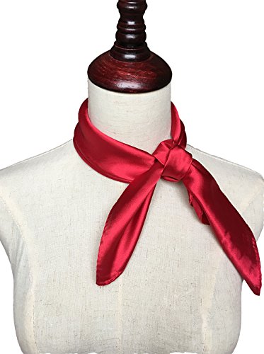 Women’s Solid Color Square Scarf Neckerchief (Dark Red)2