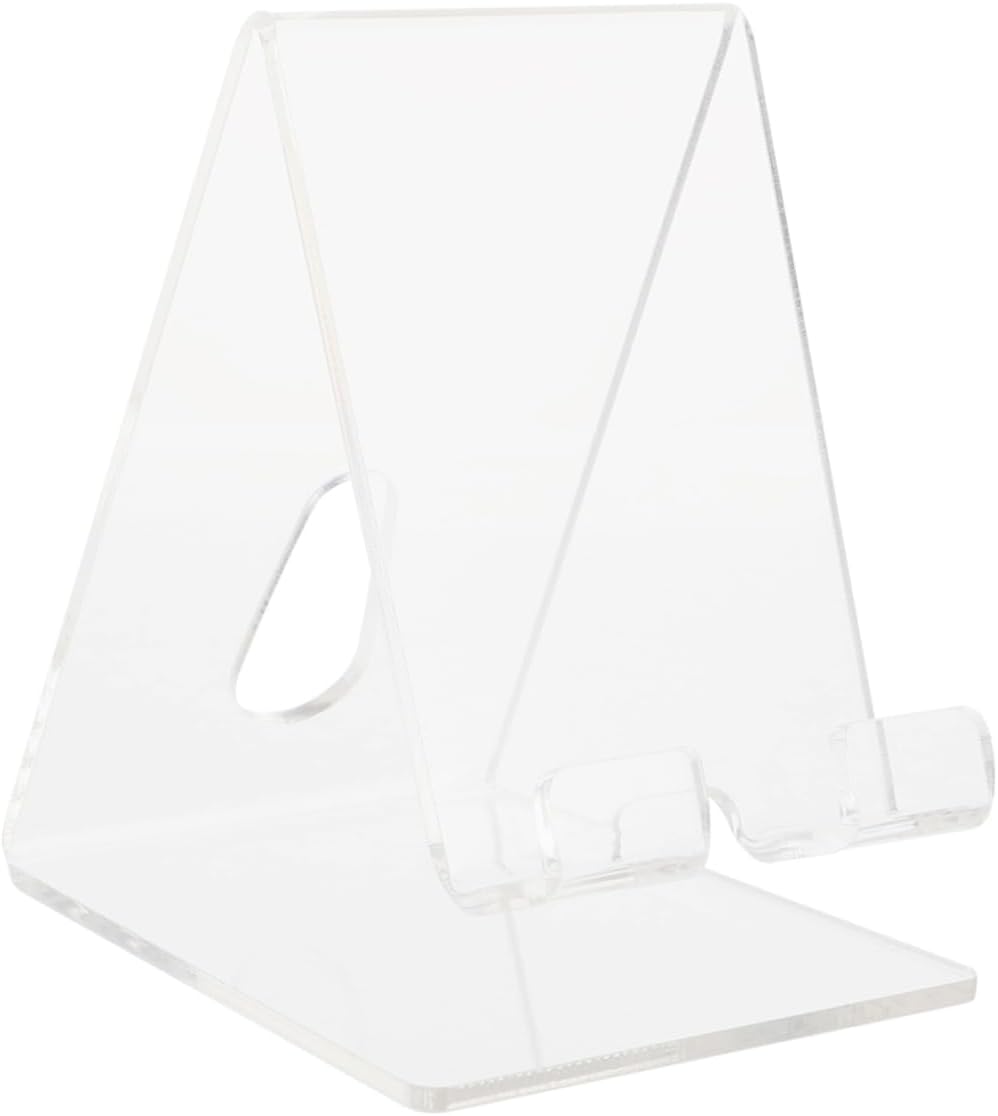 NUOBESTY Transparent Acrylic Mobile Phone Display Holder Cellphone Stand for Desk Organizer Sturdy Support for Smartphones and Wallets Modern Design for Home and Office