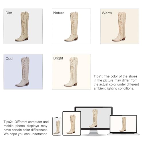 Image of wetkiss Cowboy Boots for Women Knee High, Low Heeled Stable and Comfortable | Knee High Cowgirl Boots,Western Boots with Embroidery,Pull On,Slip On,Non-slip Rubber Sole,Soft and Breathable PU Leather