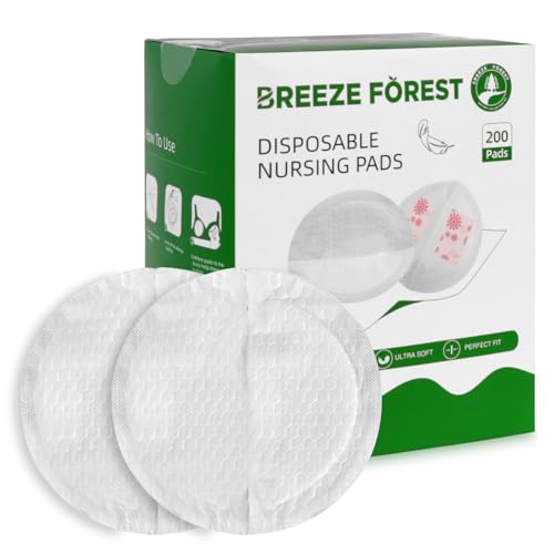 Image of Breeze Forest Disposable Nursing Pads, Ultra-Thin Breastfeeding Pads, Nipple Pads for Breastfeeding, Fit Fast Suction, Nursing Essentials (Round-200)