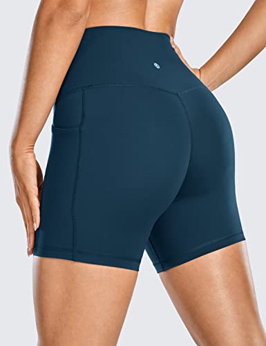 Image of CRZ YOGA Biker Shorts Pockets 5 inch | Naked Feeling, Sleek, Decent Compression, Yoga, High Waisted, for Women