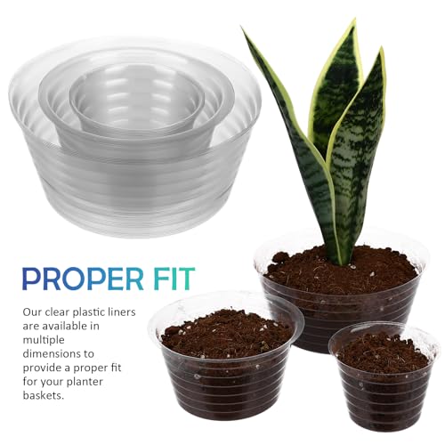 GANAZONO 15Pcs Clear Plastic Planter Liners for Hanging Baskets and Pots - Drip Trays for Indoor Plants Water Catcher Tray Prevent Soil Leakage