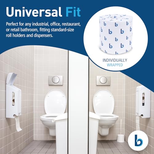 Image of Boardwalk BWK6144 Two-Ply Toilet Tissue, White, 4 inch x 3 inch Sheet, 400 Sheets per Roll (Case of 96 Rolls)