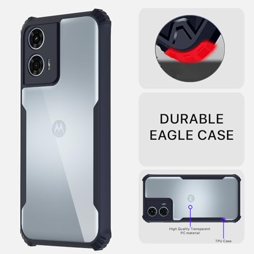 Image of Pikkme Moto G24 Power Back Cover | Crystal Clear Transparent Back | Ultra Hyrbid | Full Camera Protection | Raised Edge | Bumper Back Case (Blue)