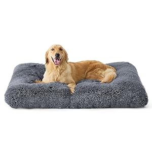 BEDSURE Fluffy Dog Bed for Large Dogs, 104 x 74 x 8 cm, Washable Dog Bed for Large Dogs, Plush Dog Cushion, Large Dogs, Grey