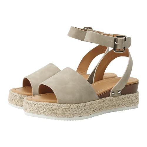 Wedges Sandals for Women 2025,Open Toe Wedge Sandals for Women Dressy,Comfortable Non-Slip Solid Color Open-Toe Wedge Sandals for Women,Comfortable Outdoor Shoes