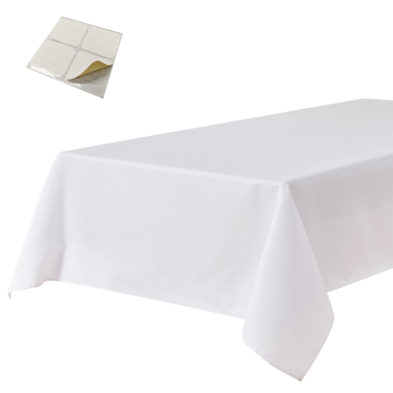 BALCONY & FALCON テーブルクロス 白 140*240cm 滑り止め付き 防水 汚れ防止 オックスフォード生地 長方形 水洗える 耐久 無地 家庭用 接客用 レストラン用 カフェ用 展示用テーブルクロス ホワイト - 2