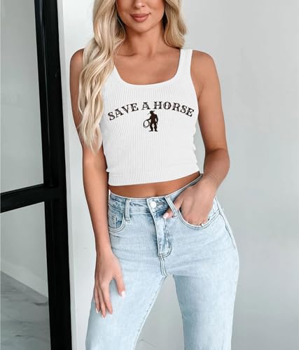 Country Concert Crop Tank Tops for Women Western Cowgirl Outfits Cami Cowboy Graphic Crop Top3