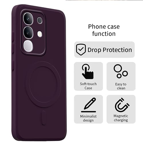 Image of amazon basics Back Cover for Vivo Y31 Pro 5G Soft Matte Silicone Mag-Safe Design (Mag-Safe Not Support) Camera Protection | Slim Fit Bumper Cover (Purple)