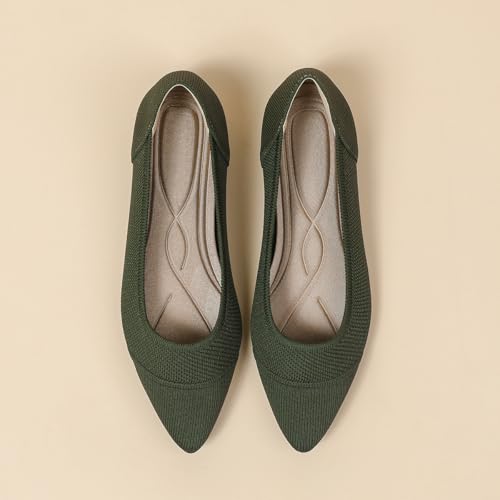 Flats Shoes for Women Pointed Toe Knit Ballet Breathable Comfortable Slip On Flat Shoes for Dressy Casual Office Work Wedding, Model XTZ-J62