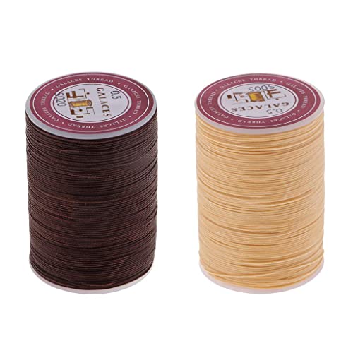 Image of 2 Rolls 130 Meters 0.5mm Round Polyester Waxed Thread Sewing Stitching | Sewing Thread