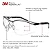 3M Safety Glasses, BX Dual Readers, +2.0, ANSI Z87, Anti-Fog Clear Lens, Silver/Black Frame, Adjustable Length Temples and Lens Angle