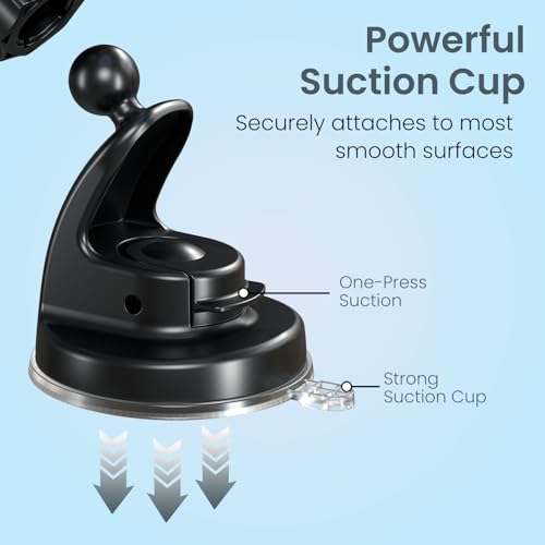 Image of Portronics Clamp M4 Prime Magnetic Car Phone Mount with Strong Suction Cup, 360 Rotation, 90 Tilt, Windshield & Dashboard Mount, Metal Ring Included, Fits 5.4-6.7 Inch Smartphones, Black