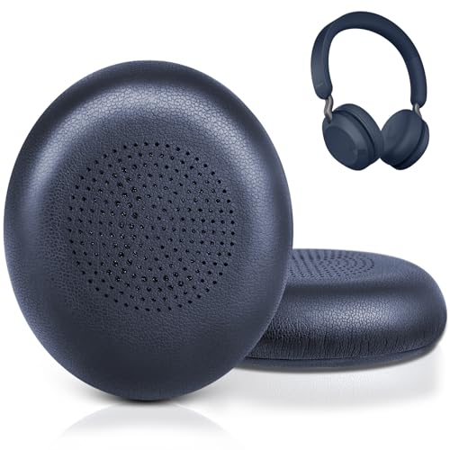 Ear Pads for Jabra Elite 45h - Replacement Ear Cushions for Evolve2 65 40 MS UC USB On-Ear Wireless Headphones - Protein Leather Memory Foam (Navy Blue)