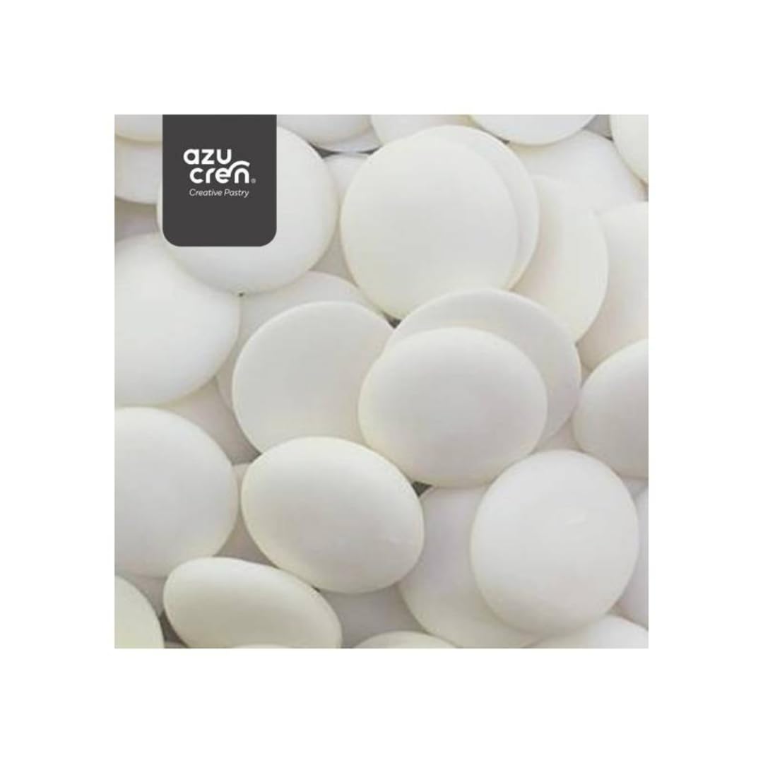 Azucren, Cobertura para Derretir, Sabor Similar al Chocolate, Ideal para Cubrir, Moldear, Bañar y Decorar Tartas, Cake Pops y Postres, Textura Cremosa y Fácil de Usar, 250 g (Blanco Brillante)