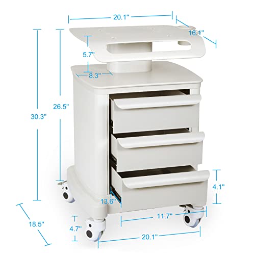 image for Worcest Mobile Trolley 3 Tier Rolling Cart Beauty Trolley Medical Lab 