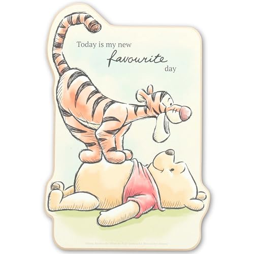 Image of Open Road Brands Disney Winnie the Pooh and Tigger Today is My New Favorite Day Wood Wall Decor - Cute Pooh Wall Art for Kids' Bedroom or Nursery
