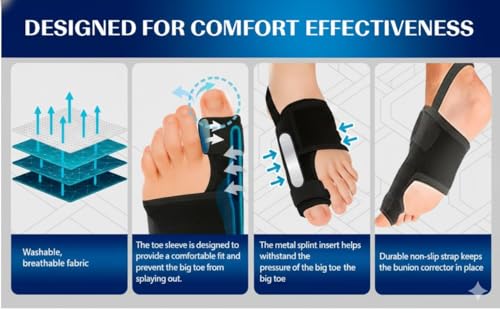 Image of Bunion Corrector for Women and Men| Toe Separator Both 2 Feet Bunion Splint, Big Toes Separation Pain Relief, Non-Surgical Adjustable Hallux Valgus Bunions Thumb Straightener, Hammer Toe Day Night Support (Pack of 1)
