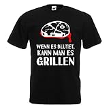 Shirt-Panda Unisex T-Shirt · Grill Shirt · lustige Fun Sprüche und schöne Motive für den nächsten Grillabend · 100% Baumwolle · 008 Wenn es blutet, kann Man es Grillen XXXXXL