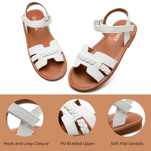 Image of Charmivy Girls Sandals Braided Upper Flat Dress Sandals Round Open Toe Summer Shoes Little Kid /Big Kid