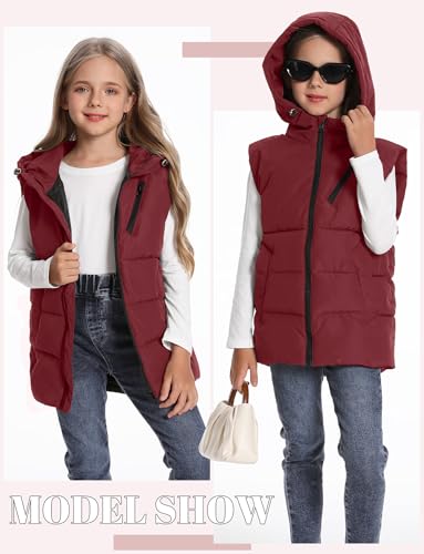 Happy Cherry Kids Puffer Hooded Vest for Boy Girls Padded Sleeveless Jacket Zipper Vest 3-11 Years4