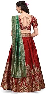 PURVAJA Women's Jacquard Semi-Stitched Lehenga choli