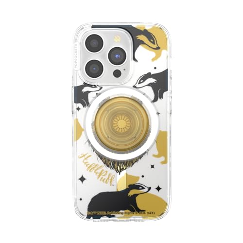Image of PopSockets iPhone 15 Pro Phone Case with MagSafe, Wireless Charging Compatible, Harry Potter - Hufflepuff