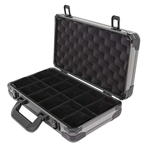 Tech Swiss Watch Storage Case Aluminum Metal Briefcase For 12 Large Watches (Gunmetal Grey) #TOP1