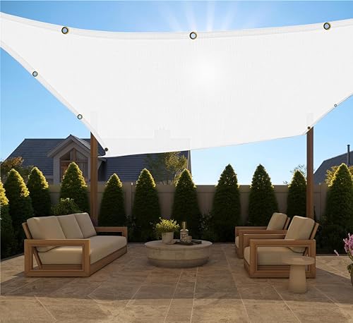 Image of HDPE Fabric Self Fold with SS Eyelet Sun Shade Sails 85-90% Protection from Sun & UV Rays Ideal for CarParking,Outdoor Garden,Balcony,Tent(White Color, 9.5 X 11 Feet) Pack of 1 Pc