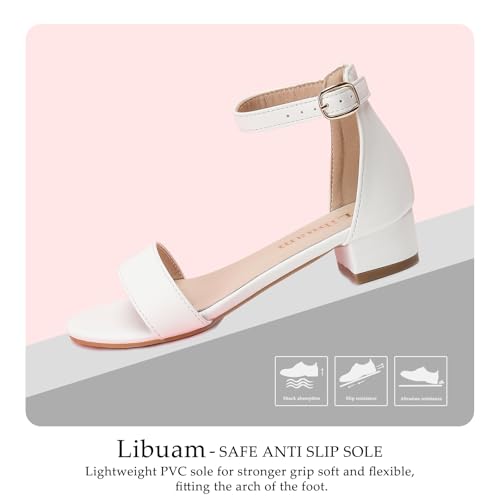 Girls fashion Sandals Heels Dress Pump Ankle Strap Open Toe Flower Girl Wedding Party for Little Big Kid4