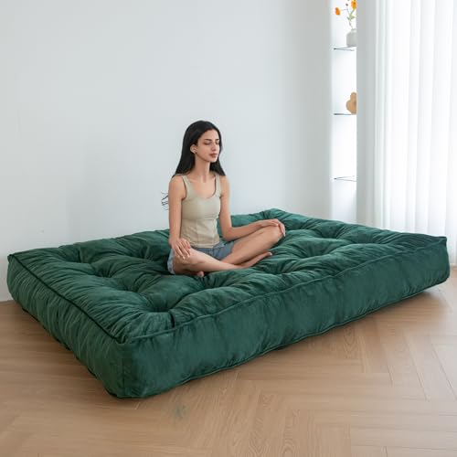Maxyoyo 8 Inch Futon Mattress Queen Size, Thick Futons Sofa Couch Bed, Velvet Fabric Floor Mattress For Adults cover