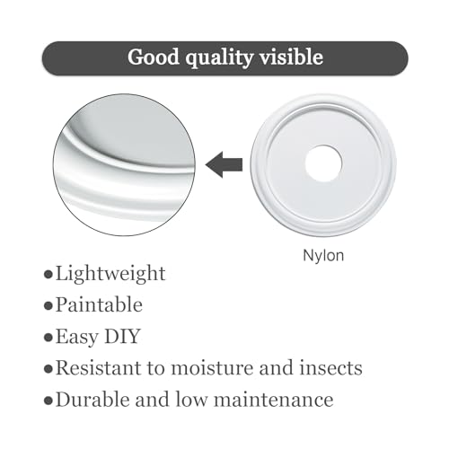 Image of Molded Nylon Ceiling Medallion for Light Fixtures and Ceiling Fans White 16 inchOD x 4 inchID x 3 /4 inchP (Fits Canopies up to 12-3 /8 inch)