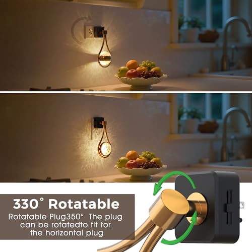 Image of L LOHAS LED Night Lights Plug Into Wall: 2 Pack Star Projector Nightlight, Dusk to Dawn Sensor, 3000K Soft White, 330Rotating Globe Night Light for Bedroom, Hallway, Home Decor, Gaming Room