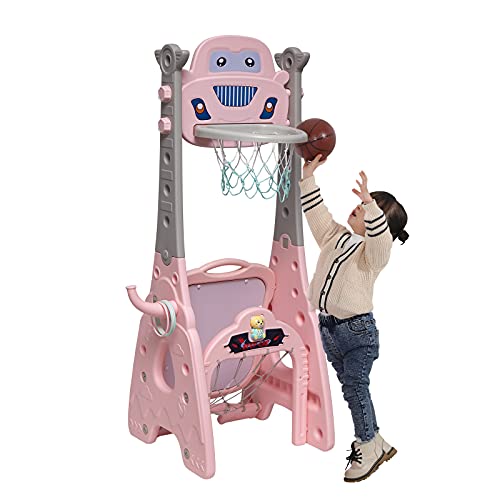 7 in 1 Basketball Hoops for Kids - Toddler Basketball Hoop Stand Adjustable Height with Football Soccer Goal, Ring Toss, Dart Board, Drawing Board, Music Box Golf Game for Baby Infants Toddler (Pink) 7 in 1 Basketball Hoops for Kids - Toddler Basketball Hoop Stand Adjustable Height with Football Soccer Goal, Ring Toss, Dart Board, Drawing Board, Music Box Golf Game for Baby Infants Toddler (Pink)