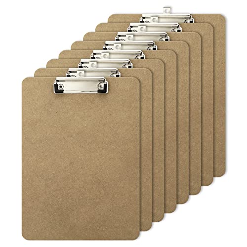 Klemmbrett A4, 8er Klemmbrett aus Holz, Schreibbrett mit Gummierter Metalklemme und Aufhängeose, Pad Halter Clipboard, Zwischenablage Schreibblock, Clipboard A4 für Rechtsanwälte Schüler Lehrer Kinder Cover