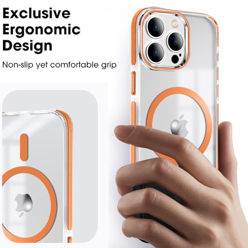 Image of MINTZZ ️ for iPhone 14 Pro Case, Compatible with MagSafe, Military-Grade Protection, Yellowing Resistant, Scratch-Resistant TPU Back, Magnetic Phone Case (Orange, iPhone 14 Pro)