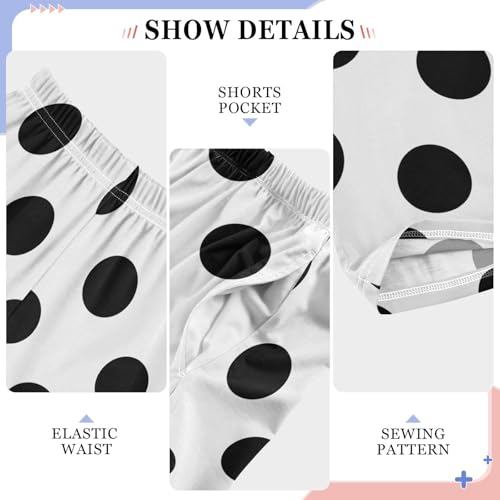 Boys' Pants Black Polka Dots White Classic Long Bottoms Jogger Pants Elastic Waist Trousers with Pockets S-XL4