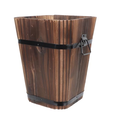 NUOBESTY Maceta de Madera Maciza Estilo Retro para Flores y Hortalizas, Cubo Decorativo para Balcón y Jardín, Soporte Firme Resistente al Desgaste