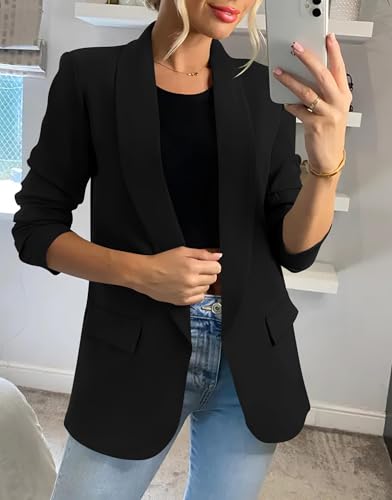 KIRUNDO Womens Blazer 2025 Spring Fall Bussiness Casual Long Sleeve Open Front Work Office Dressy Suit Jackets with Pockets4