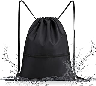 Drawstring Bag,Drawstring Bags Sport Gym Sack Personalised Waterproof Swimming Swim Bag,Black PE Bag Drawstring Backpack Draw String Bags Pack Suitable for School, Travel Beach and Various Activities