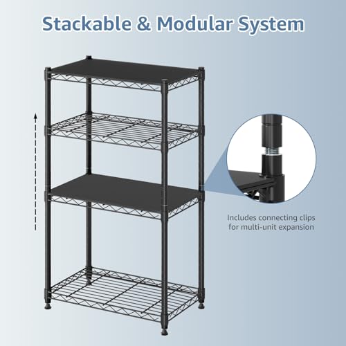 Image of DUMOS 2-Tier Metal Wire Storage Shelves, Adjustable Standing Storage Rack Shelf, Heavy Duty Steel Shelving Unit Organizers for Kitchen Bathroom Pantry Garage, 23.1 inch Wx13.1 Dx22.1 H, Black
