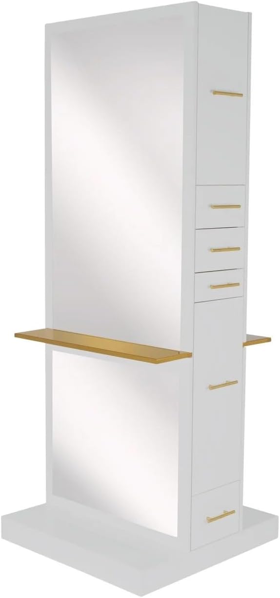 Buy-Rite Milan Double-Sided Salon Styling Station Gloss White