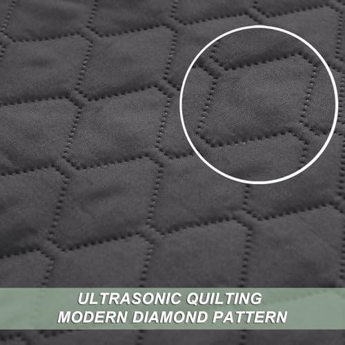 Exclusivo Mezcla Reversible California King Size Quilt Bedding Set with Pillow Shams, Lightweight Quilts Cal King Size, Soft Bedspreads Bed Coverlets for All Seasons - (Grey, 112"x104")