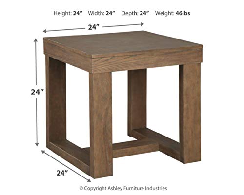 Image of Signature Design by Ashley Cariton Contemporary Oversized Square End Table, Grayish Brown