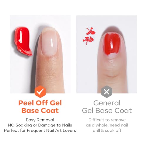 Image of modelones U V Peel off Gel Base Coat, Quick Dry Peelable Base Coat for Gel Nail Polish Beginner Friendly Gentle Protection for Thin & Weak Nails,10ml
