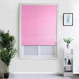 hatleues Window Blinds Shades Cordless Clip On Blinds Pleated Blackout Blinds Paper Window Shades Decorative Bright Color Paper Blinds for Windows Doors Shades for Kitchen Bathroom Bedroom Pink