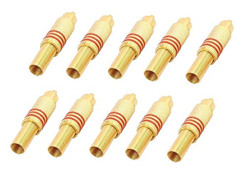 River Fox Metal Spring RCA Plug Gold Plated RCA Connector Male jack Plug AV Plugs for PC Audio Video Welding DIY Parts (Pack of 10)